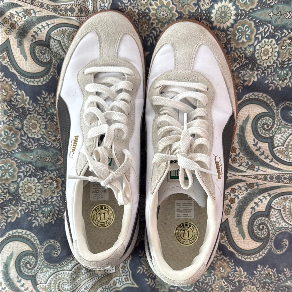 Puma White and Gray Classic Sneakers